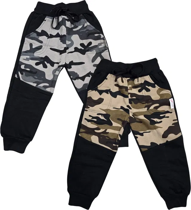 Woolen Printed Winter Trackpants for Boys (Grey & Brown, 3-4 Years) (Pack of 2)