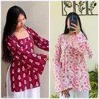 Floral Viscose Rayon A-line Kurti for Women, Pack of 2 