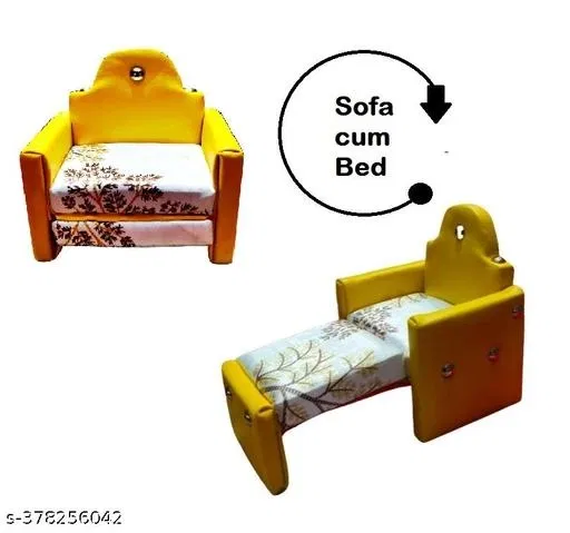 Yellow Wooden Sofa Cum Bed for Baby Krishna (Yellow, 26 kg)