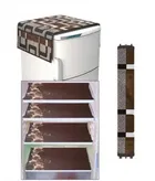 Knit Printed Fridge 4 Pcs Mat with Handle & Top Cover 