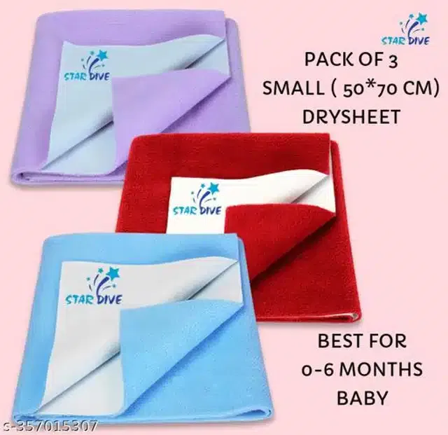 Cotton Mattress Protection Sheet (Multicolor, 28x20 inches) (Pack of 3)