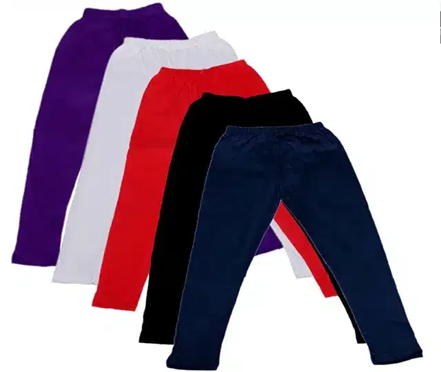 Soft & Comfortable Leggings for Girls (Pack of 5) (Multicolor, 3-4 Years)