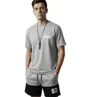 Polyester Printed Co-Ord Set for Men, Grey 