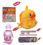 Combo of Kids Cartoon Bag Backpack, All In One Book, Water Bottle & Gift Set Geometry Set 