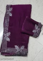 Chinnon Embellished Saree For Women, Purple