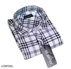 Check Printed Shirt For Men, White & Grey 