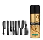 Plastic 10 Pcs Hair Care Comb Set with 200 ml NOVA Spray (Black, Set of 2)