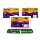 TerraHome Toilet Tissue Paper Rolls, 3 Ply, 1200 Pulls [6 x 200 Pulls] [Pack of 3]