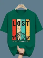 Polyester Printed Half Sleeves T-Shirts For Men, Green 