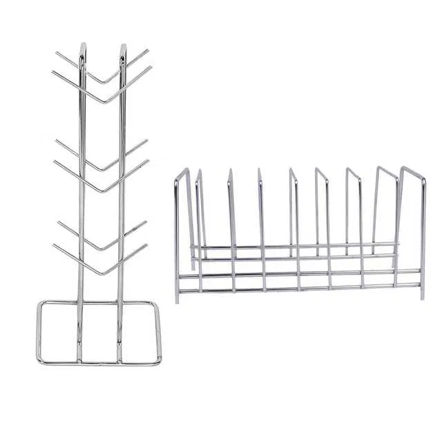 Stainless Steel Cup Stand & Plate Stand For Kitchen (Set of 2) (OC-003)