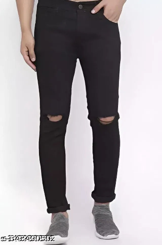 Denim Slim Fit Jeans for Men (Black, 32)