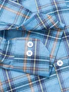 Cotton Blend Checkered Shirt for Men, Sky Blue 