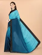Chinon Solid Saree for Women 