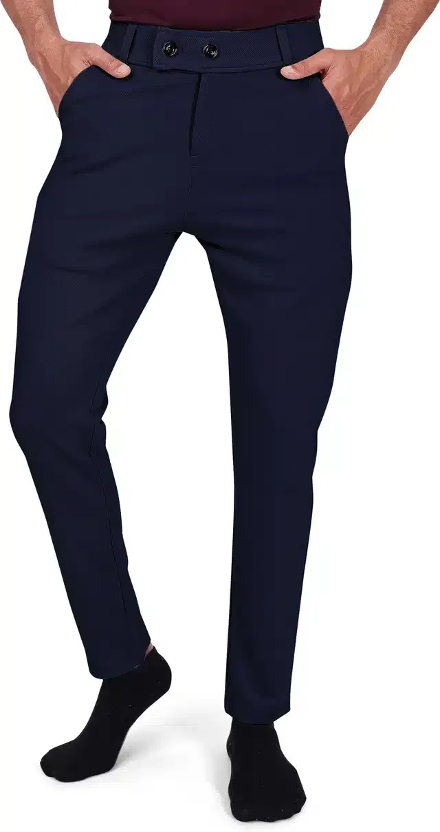 Lycra Blend Trouser for Men (Navy Blue, 28)