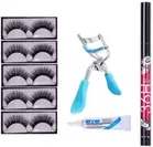 Pack of 8 Lenon False Eyelash 5 Pair, Eyelash Curler, Eyelash Glue & Pen Eyeliner
