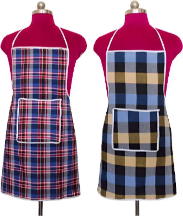 Cotton Kitchen Aprons (Multicolor, Pack of 2)