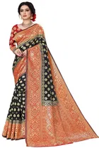 कनूड़ा प्रिंट्स विमेंस सॉफ्ट बनारसी सिल्क वर्क साड़ी 