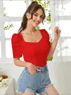 Sweetheart Neck Solid Top for Women 