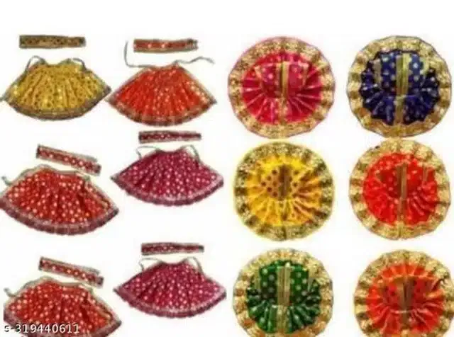 Fabric Laddu Gopal with Mata Rani Dress (Multicolor, Pack of 12)