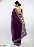 Chinnon Solid Saree For Women, Purple