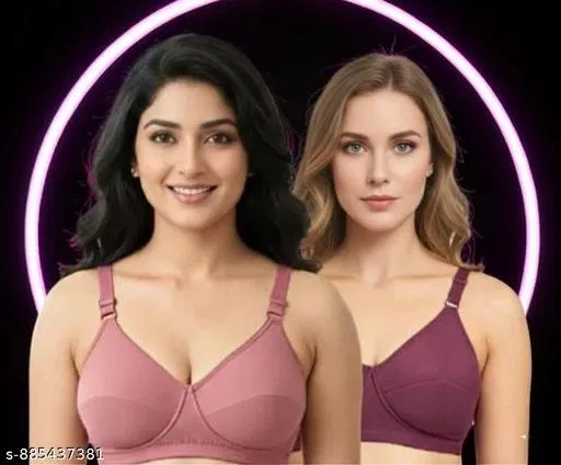 Comfort Cotton Bra for Women, Pack of 2 (Pink, 36A)