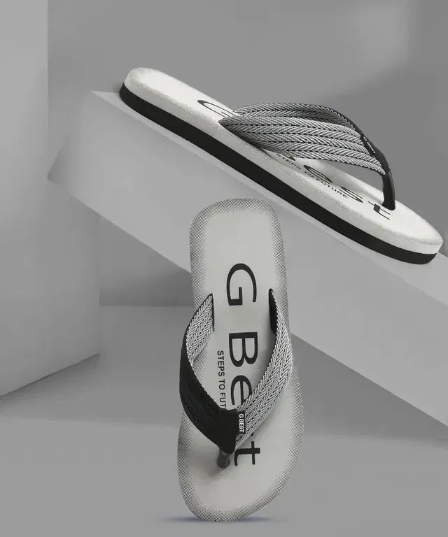 Printed Casual Slippers for Men (Grey, 7)
