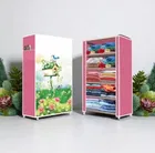 Lightweight 6 Layer PVC [Plastic] Multipurpose Organiser with Pink Bird Print zip cover [DIY] Do-It-Yourself