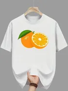 Polyester Printed Half Sleeves T-Shirts For Men, White 
