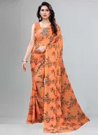 कनूड़ा फैंसी विमेंस जॉर्जेट फ्लावर प्रिंटेड साड़ी 