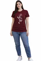 Cotton Blend T-shirt for Women, Maroon & Green, Pack of 2 