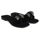 Zakozee Velvet Flats for Women (Black, 5)