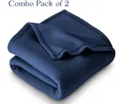 Combo Pack of 2 Solid Polar Fleece Blanket Blue- (60x90)