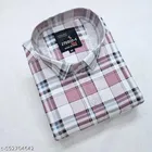Cotton Blend Checked Shirt for Men, Pink 