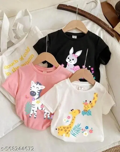Hosiery Cotton Printed T-Shirt for Kids, Multicolor, Pack of 3 (7-8 Years)