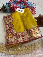 Art Silk Embellished Saree For Women, Yellow