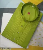 Cotton Blend Embroidered Kurta with Pyjama for Men 