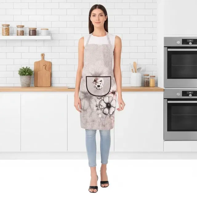 Krishna E Quilted Brown Multi Flower Apron 68x58cms (Pack of 1)