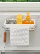 Bathroom Rack - Bathroom Shelves - Kitchen Storage – Multipurpose Rack And Shampoo Holder With 2 hook - Adhesive Shower Caddy Plastic Shelf Without Drilling 