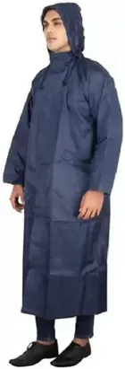 Solid Overcoat with Hoods and Side Pocket Raincoat for Men 