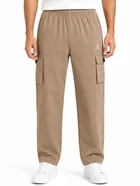 Solid Slim Fit High Rise Drawstring Polycotton Track Pants for Men 