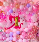 Barbie Theme 1st Birthday Balloon Decoration Kit For Kids, Multicolor, Pack Of 78