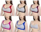 Cotton Blend Sports Bra for Women & Girls, Multicolour, Pack of  6 
