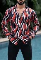 Cotton Full Sleeves Printed Shirt for Men (Multicolor, S)