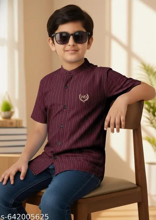 Embroidered Polycotton Polo for Boys (Maroon, 5-6 Years)