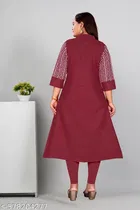 Solid Embroidered A-line Kurti for Women 