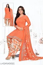 Crepe Printed Unstitched Suits Fabrics for Women 