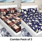 Arch Fab Printed Double Bedsheet (Brown & White Sunflower) 88X90 Inch Pack of 2