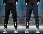 Polyblend Printed Trackpants for Men, Navy Blue & Black, Pack of 2 