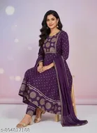Rayon embroidered Gown Kurta Set for Women 