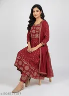 Embroidered Art Silk Gown Kurta Set for Women 